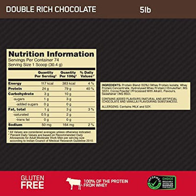 Gold Standard 100% Whey (5 lbs/2.27 kg)(Double Rich Chocolate)