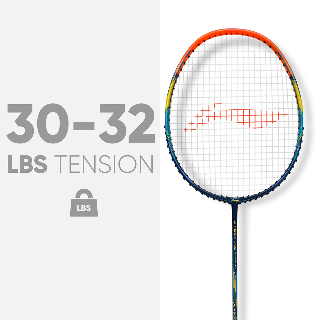 G-Force 3700 Superlite (Aypq088-5) Carbon Fiber Strung Badminton Racquet (Navy/Orange) with Free Full Cover | Set of 1