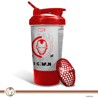MSB-6S Iron Man Marvel Edition Shaker Bottle 600ml | 100% Leakproof Guarantee Sipper Bottle Ideal for Protein | Pre-Workout and BCAAS | BPA Free Material | Plastic (Clear)