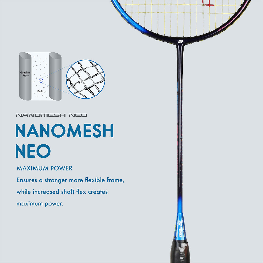 Graphite Badminton Racquet Smash ( White & Navy BlueG4 | 73 Grams | 28 lbs Tension)