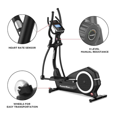 EC-900 Semi-Commercial Elliptical Cross Trainer with Magnetic Resistance | 9KG Cast Iron Flywheel for Cardio Training Workout | Gray