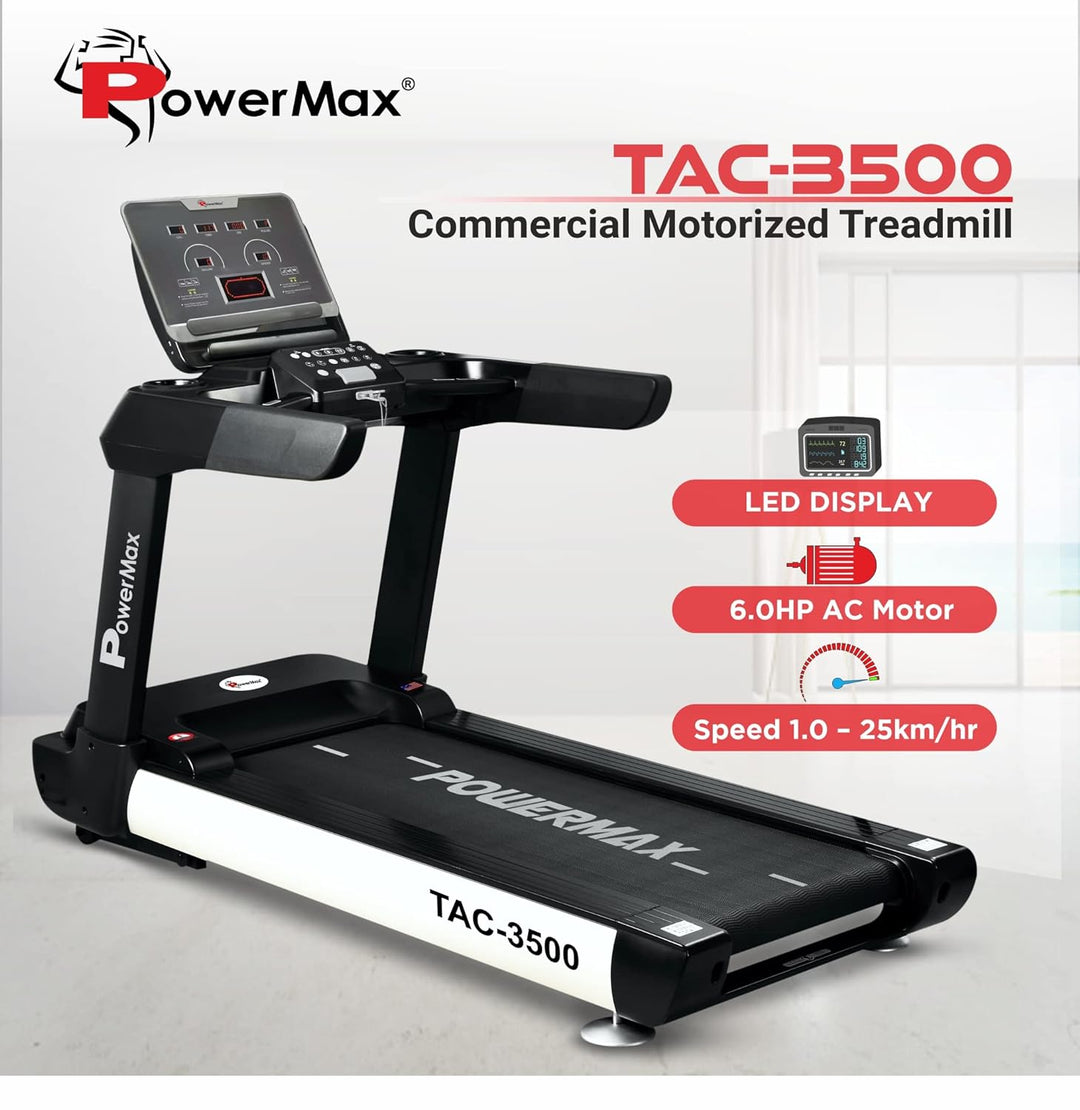 TAC-3500 4HP (6HP Peak) Motorized Treadmill with Free Installation Assistance | Commercial & Automatic Incline