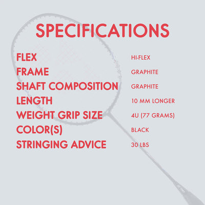 Badminton Racquet Astrox Lite 21i (G4 | 77 Grams | 30 lbs Tension)  | Material: Graphite  | Color: Black