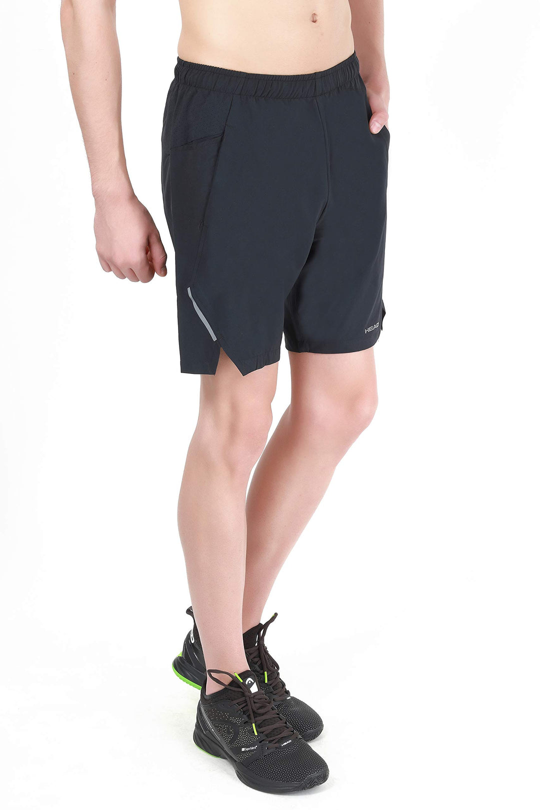 HPS-1086 Polyester Tennis Shorts for Mens | Size - Large | Colour - Black