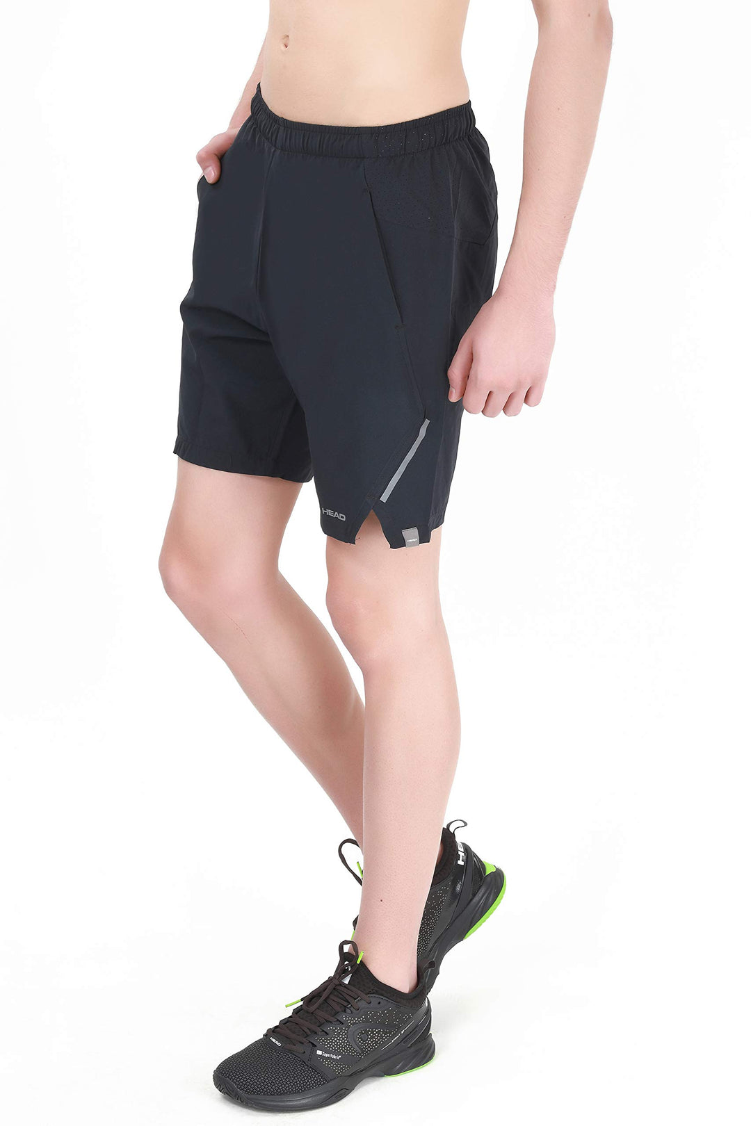 HPS-1086 Polyester Tennis Shorts for Mens | Size - Large | Colour - Black