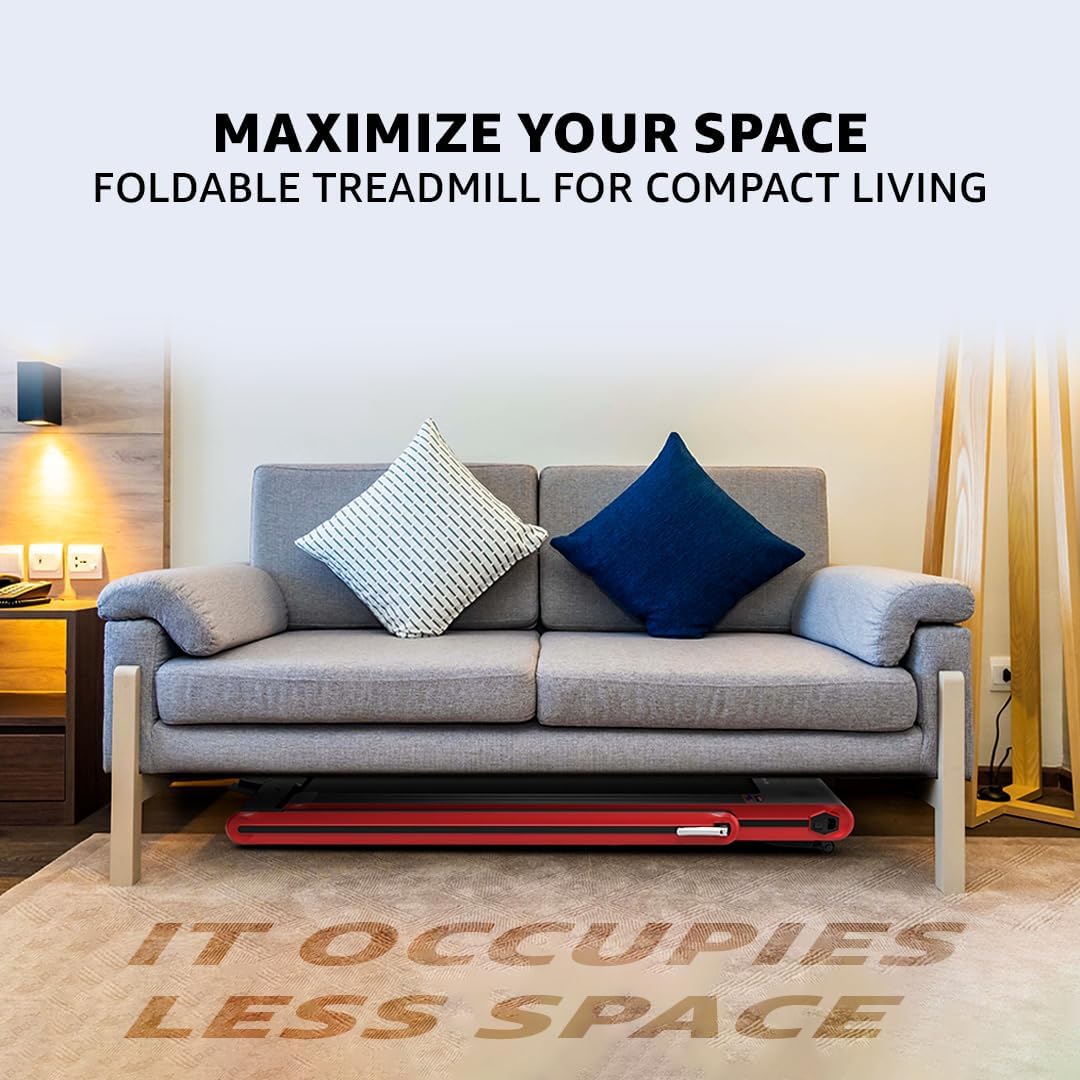 JogPad-2 (4.0HP Peak) DC Motor Motorized Touch Screen LED Dual Display Treadmill with Bluetooth Speaker | Compact Foldable and Remote Control