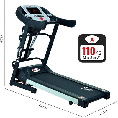 TDM-100M (4HP Peak) Multi-Function Treadmill For Home Use With Massager Max User Wt. 105Kg 6 Level Incline Top Speed:14.8 Km/Hr Spring Resistance (Free Installation Assistance)