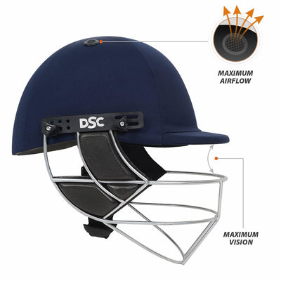 DEFENDER Cricket Helmet for Men & Boys (Adjustable Steel Grill | Back Support Strap | Light Weight | size:Large (Navy)