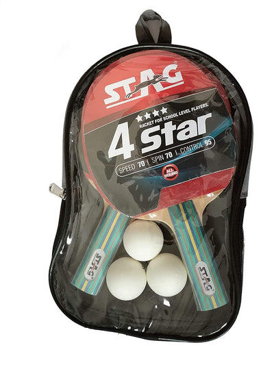 Iconic 4 Star Professional Table Tennis (T.T) Set| Premium ITTF Approved Rubber- Table Tennis Rackets and T.T Balls Included| All-in-One Ping Pong Paddle Playset - Table Game Acceories