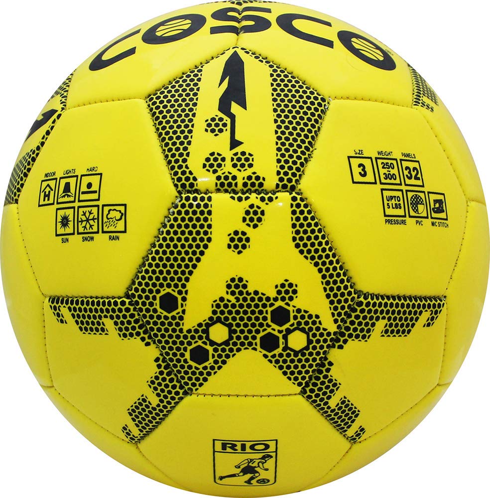 Rio Football - Size: 3  (Pack of 1 | Yellow | Black)