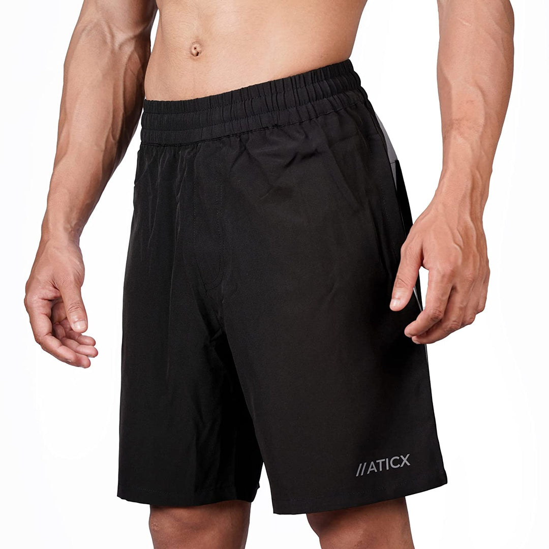 Men's Regular Fit Polyester Shorts (Trendy Black)