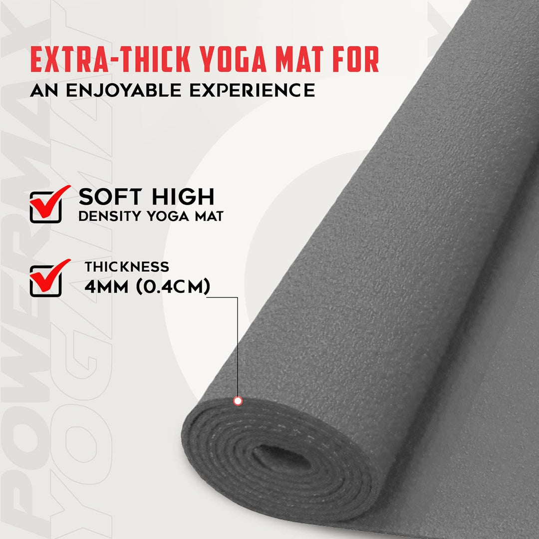 YE4-1.2-GY 4mm Thick Premium Exercise Yoga Mat for Gym Workout [Ultra-Dense Cushioning | Tear Resistance & Water Proof] Eco-Friendly Non-Slip Yoga Mat for Gym and Any General Fitness