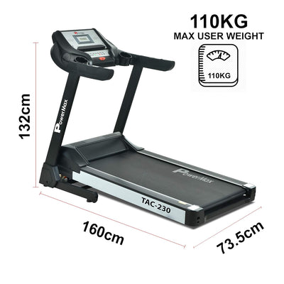 TAM-230 (4HP) Motorised Treadmill for Home [Speed:14.8kmph | Max User Weight:110kg | Foldable | 12 Workout Programs | MP3] Free Installation Assistance & Demo - 3 Year Motor Warranty