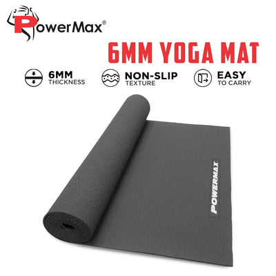 YE6-1.1-GY 6mm Thick Premium Exercise Yoga Mat for Gym Workout [Ultra-Dense Cushioning | Tear Resistance & Water Proof] Eco-Friendly Non-Slip Yoga Mat for Gym and Any General Fitness