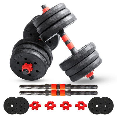 PDS-20P+ Adjustable PVC Cement Dumbbells with Non-Slip Handle and Adjustable Weight Plates Set - Black