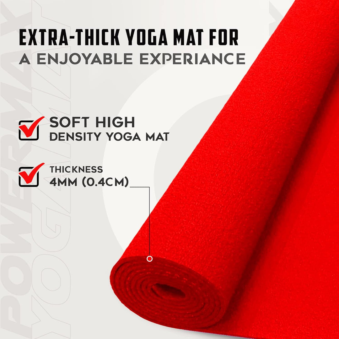 YE6-1.2-RD 6mm Thick Premium Exercise Yoga Mat for Gym Workout [Ultra-Dense Cushioning | Tear Resistance & Water Proof] Eco-Friendly Non-Slip Yoga Mat for Gym and Any General Fitness