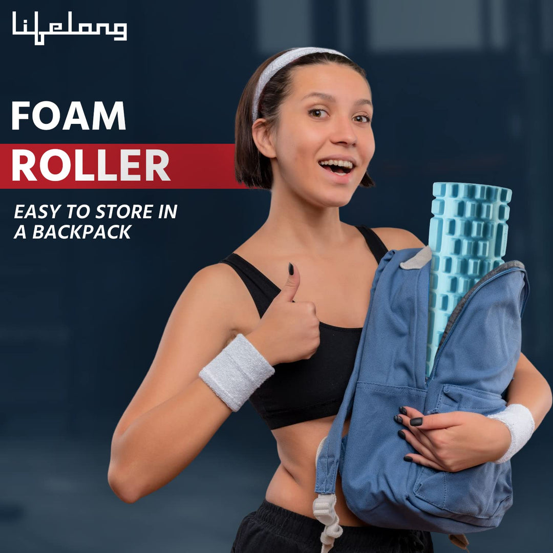 Roller for Back Pain | Deep Tissue Massage & Body Pain High Density Foam Roller for Exercise in Gym | Back Roller for Muscle Recovery|Massage Roller for Stretching(Blue & Black)