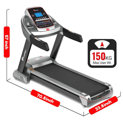 TAC-510 (9 HP Peak ) Premiun AC Motorized Treadmill for Home Use |12 Pre-Set Max Pro Workout Session?Max User Wt.150kg |15 Level Auto Incline | Top Speed:20 Km/hr | Spring Resistance?