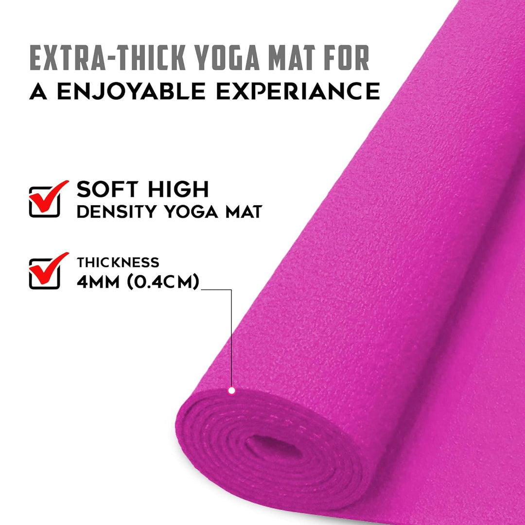 YE4-1.1-GY 4mm Thick Premium Exercise Yoga Mat for Gym Workout [Ultra-Dense Cushioning | Tear Resistance & Water Proof] Eco-Friendly Non-Slip Yoga Mat for Gym and Any General Fitness