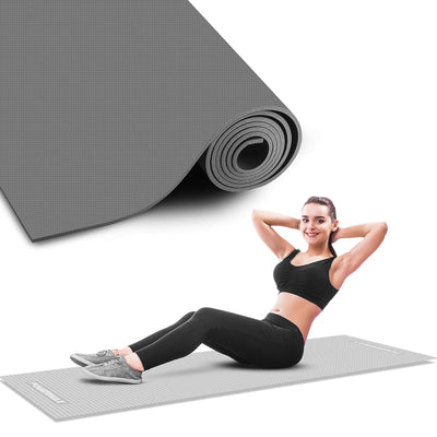 YE6-1.1-GY 6mm Thick Premium Exercise Yoga Mat for Gym Workout [Ultra-Dense Cushioning | Tear Resistance & Water Proof] Eco-Friendly Non-Slip Yoga Mat for Gym and Any General Fitness