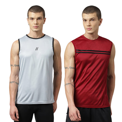 Men’s Slim Fit Polyester Sleeveless T Shirt (Combo)