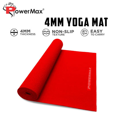 YE4-1.1-RD 4mm Thick Premium Exercise Yoga Mat for Gym Workout [Ultra-Dense Cushioning | Tear Resistance & Water Proof] Eco-Friendly Non-Slip Yoga Mat for Gym and Any General Fitness