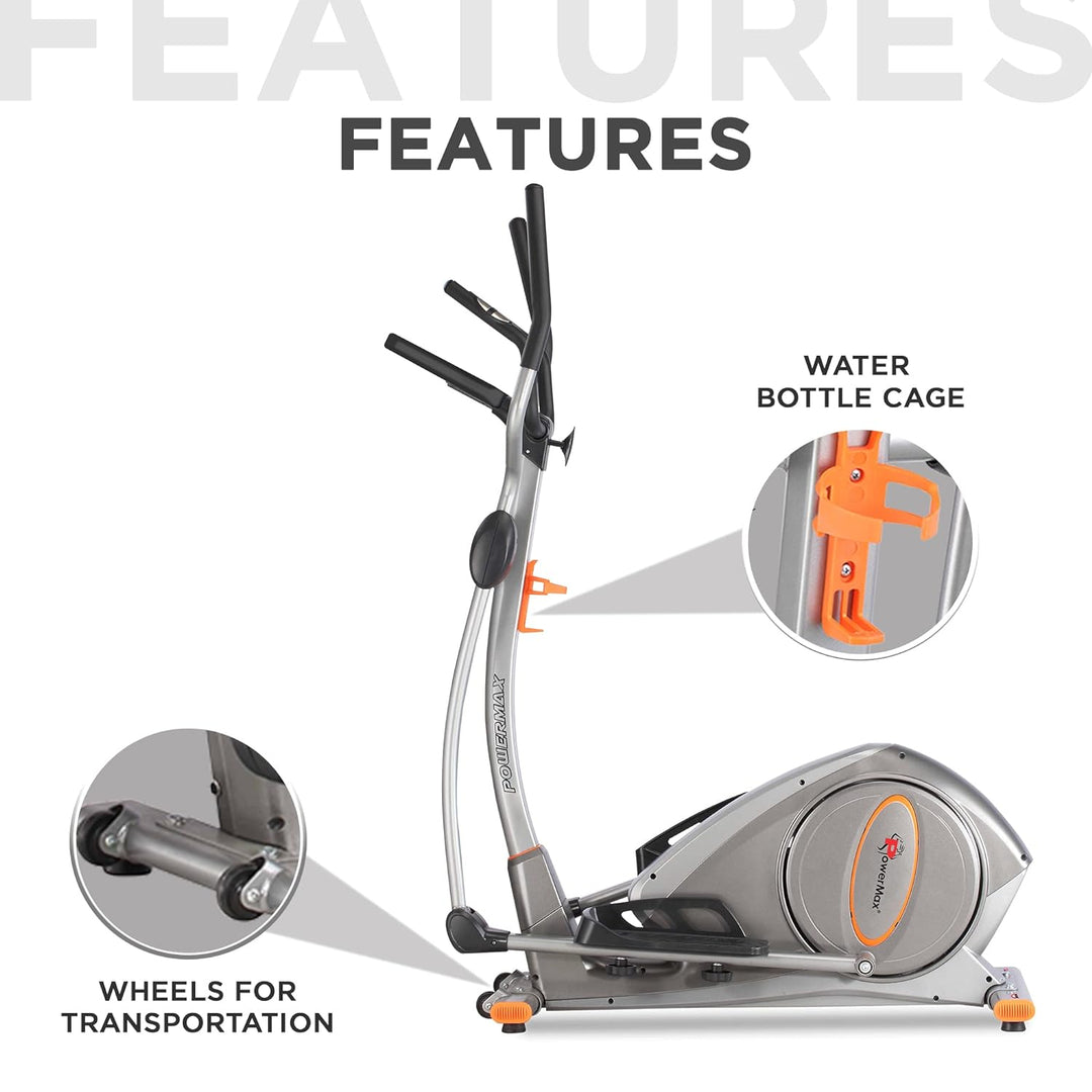 EH-750 Elliptical Cross Trainer Home Gym Workout Machine [Water Bottle Cage | LCD Display | Heart Rate Sensor | Anti Slip Pedal & 32 Level Resistance | Flywheel: 9KG] for Cardio Training