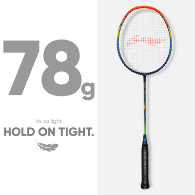 G-Force 3700 Superlite (Aypq088-5) Carbon Fiber Strung Badminton Racquet (Navy/Orange) with Free Full Cover | Set of 1