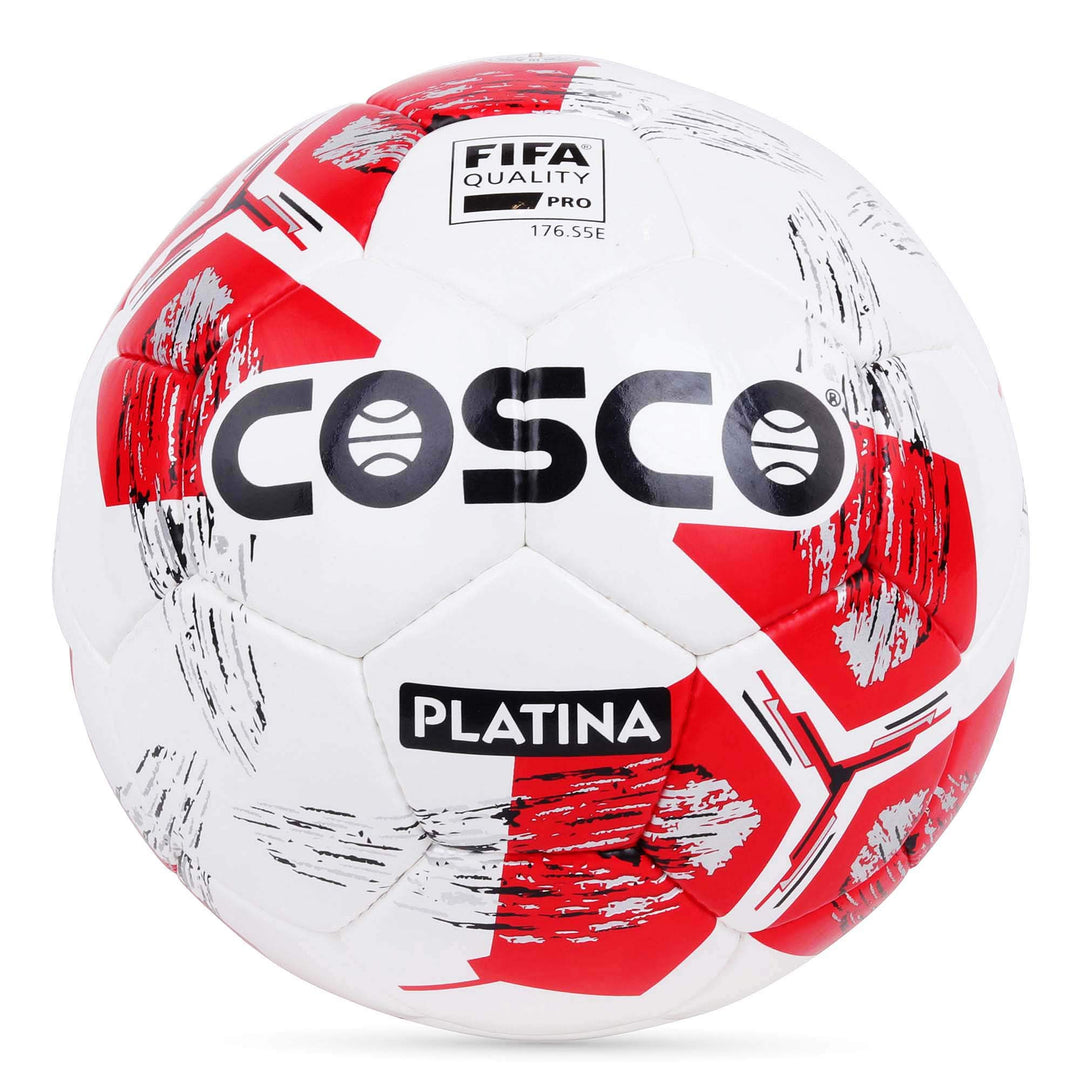 Platina Leather Men's Footballs | Size 5 (White/Red)