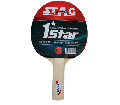 1 Star Table Tennis Racquet | 148 grams | Beginner | ITTF Approved Rubber | Multicolor Material: Wood