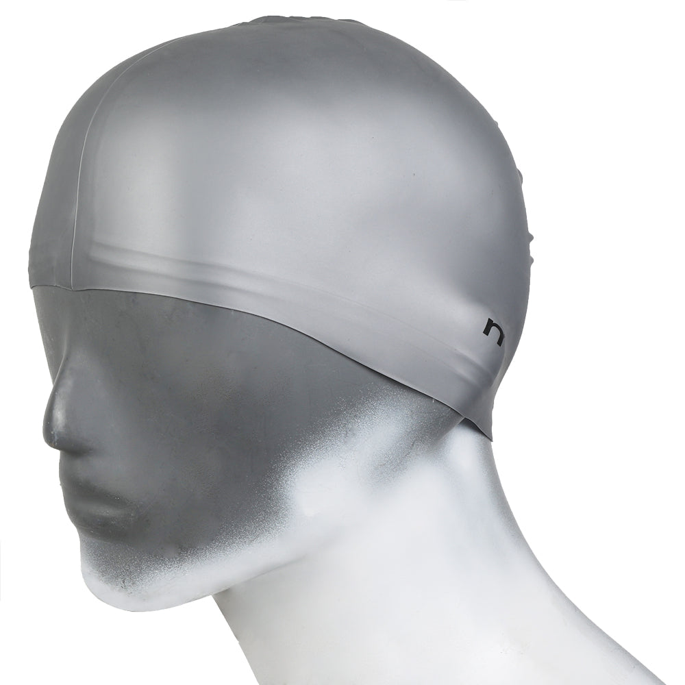 Magfit Unisex Plain Silicone Swimming Cap (Silver)