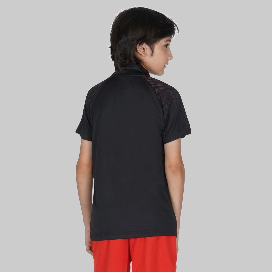 Boys Solid Polyester T Shirt (Black | Pack of 1)