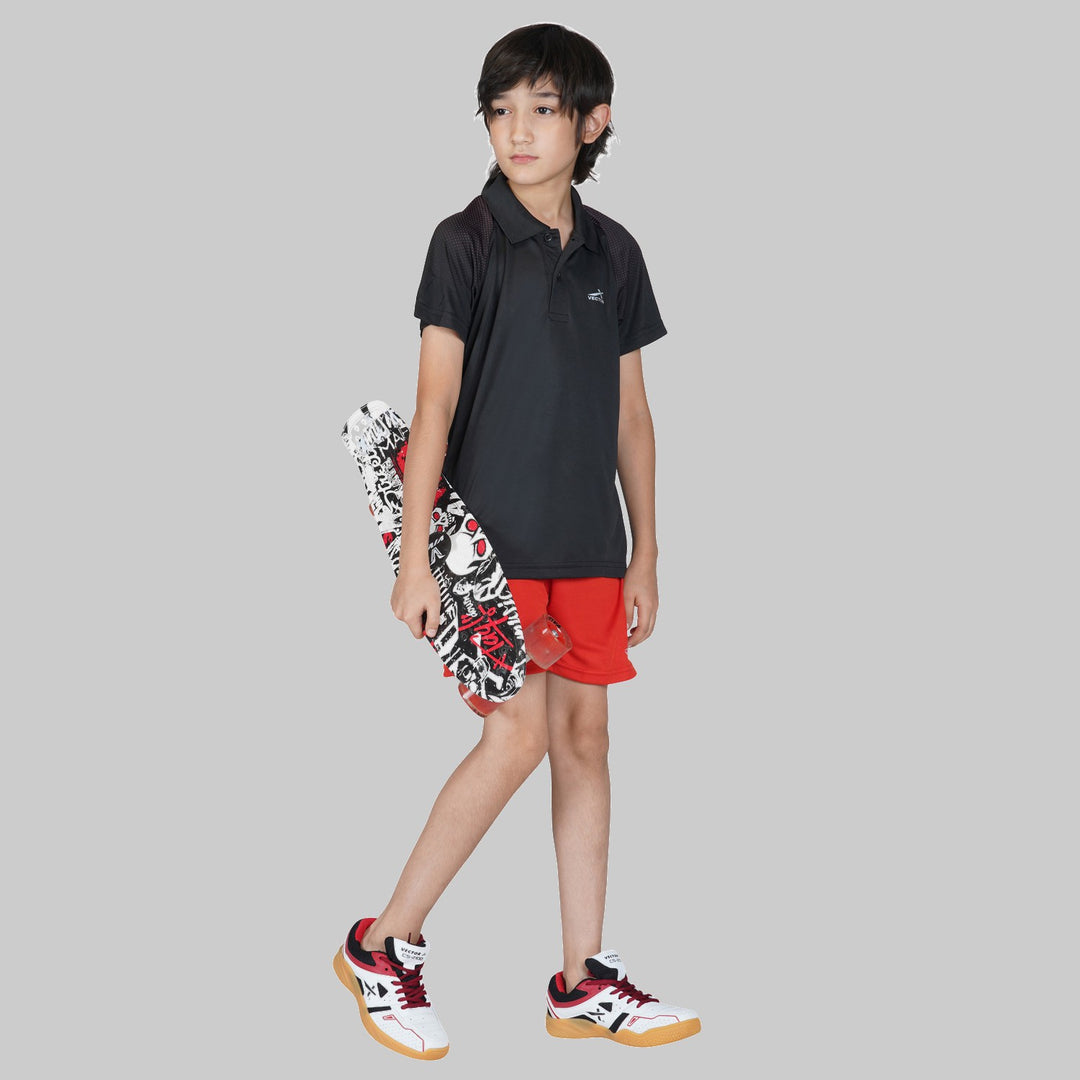 Boys Solid Polyester T Shirt (Black | Pack of 1)