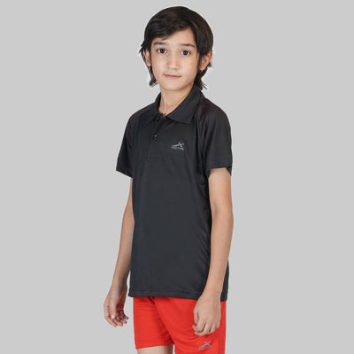 Boys Solid Polyester T Shirt (Black | Pack of 1)