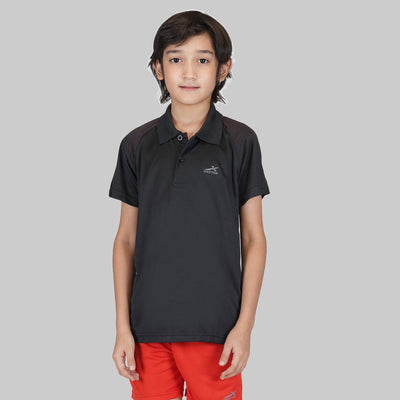 Boys Solid Polyester T Shirt (Black | Pack of 1)