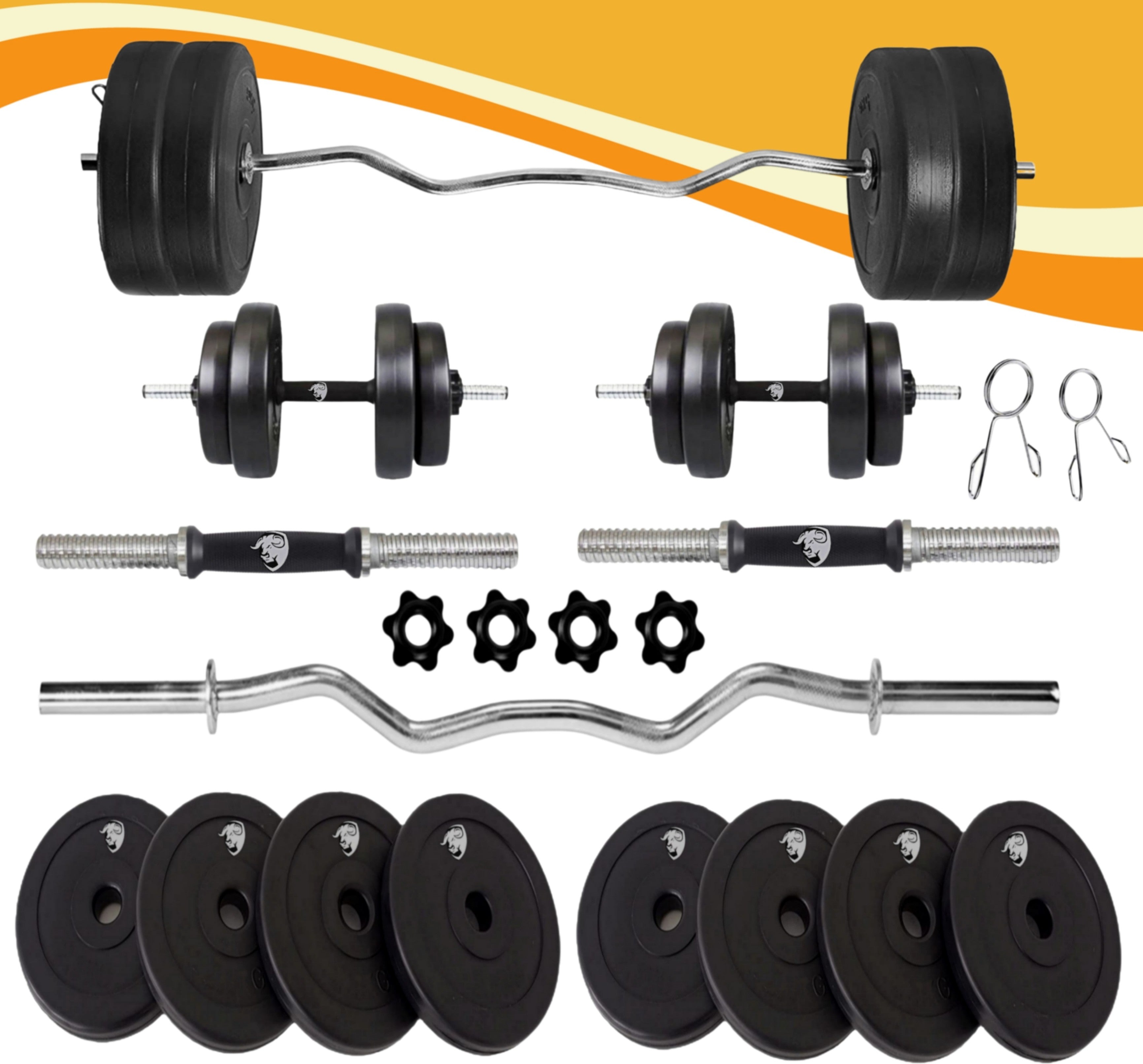 8 kg Home Gym Set Gym Equipments with 3 Ft Curl Rod 1 Pair of