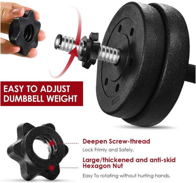 16 kg Home Gym Set | Gym Equipments with 3 Ft Curl Rod + 1 Pair of Dumbbell Rod with PVC Dumbbell Plates | Exercise Set
