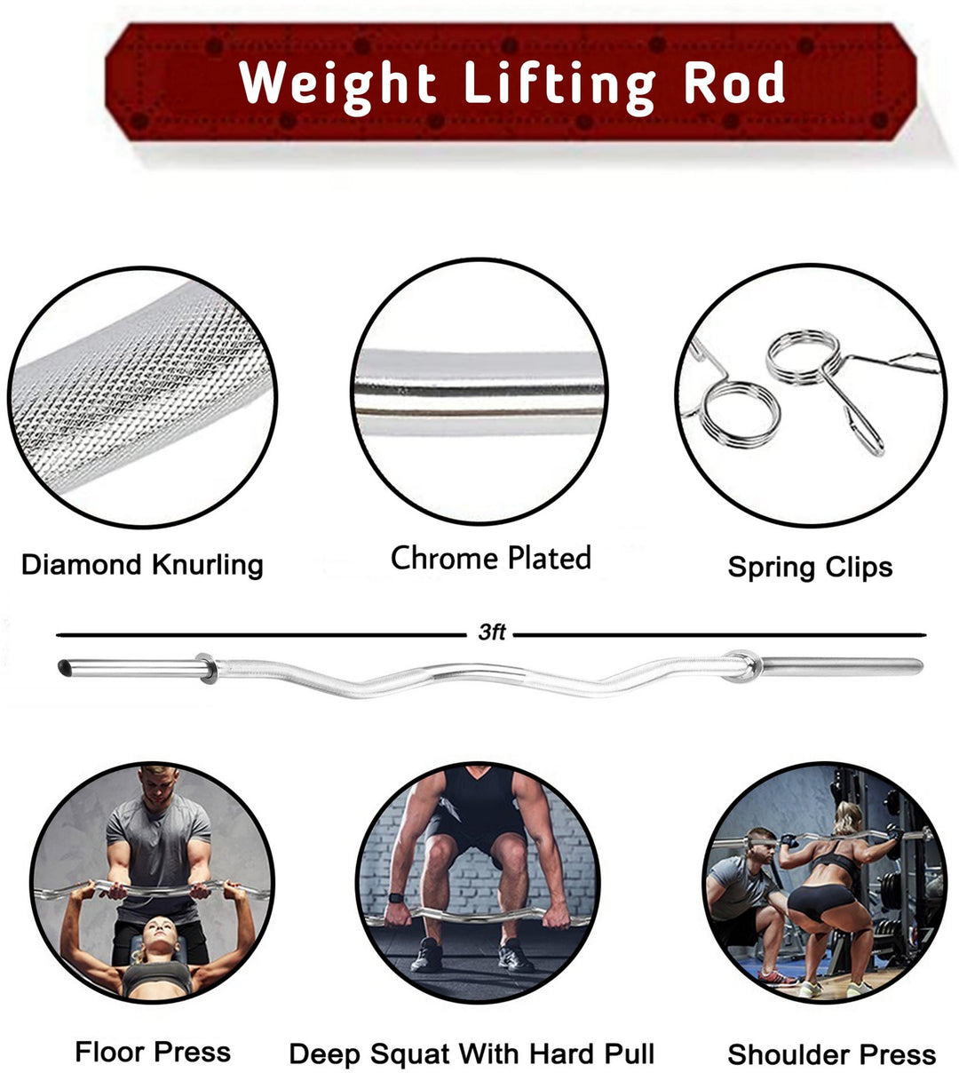 20 kg Gym Combo | 3ft Curl Rod with Home Gym Combo Home Gym Kit