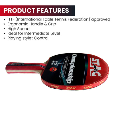 Championship ITTF Approved Rubber Intermediate Table Tennis Racquet (Multicolour  | 172 grams )