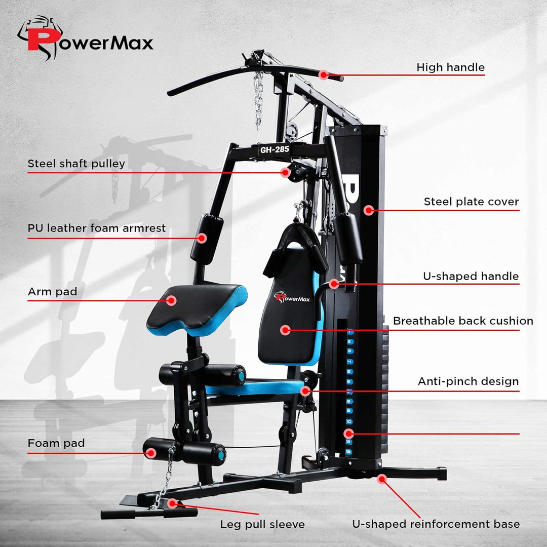 GH-285 Steel Multi-Function Home Gym 150lbs Dead Weight Stack and Max Weight 160Kg with Installation Assistance (Blue/Black) (GH-285)