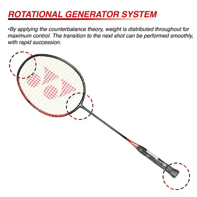 Astrox Smash Graphite Badminton Racquet with free Full Cover (Ultra Light - 73 grams | 28 lbs Tension) | Rotational Generator System (Black Flash Red)