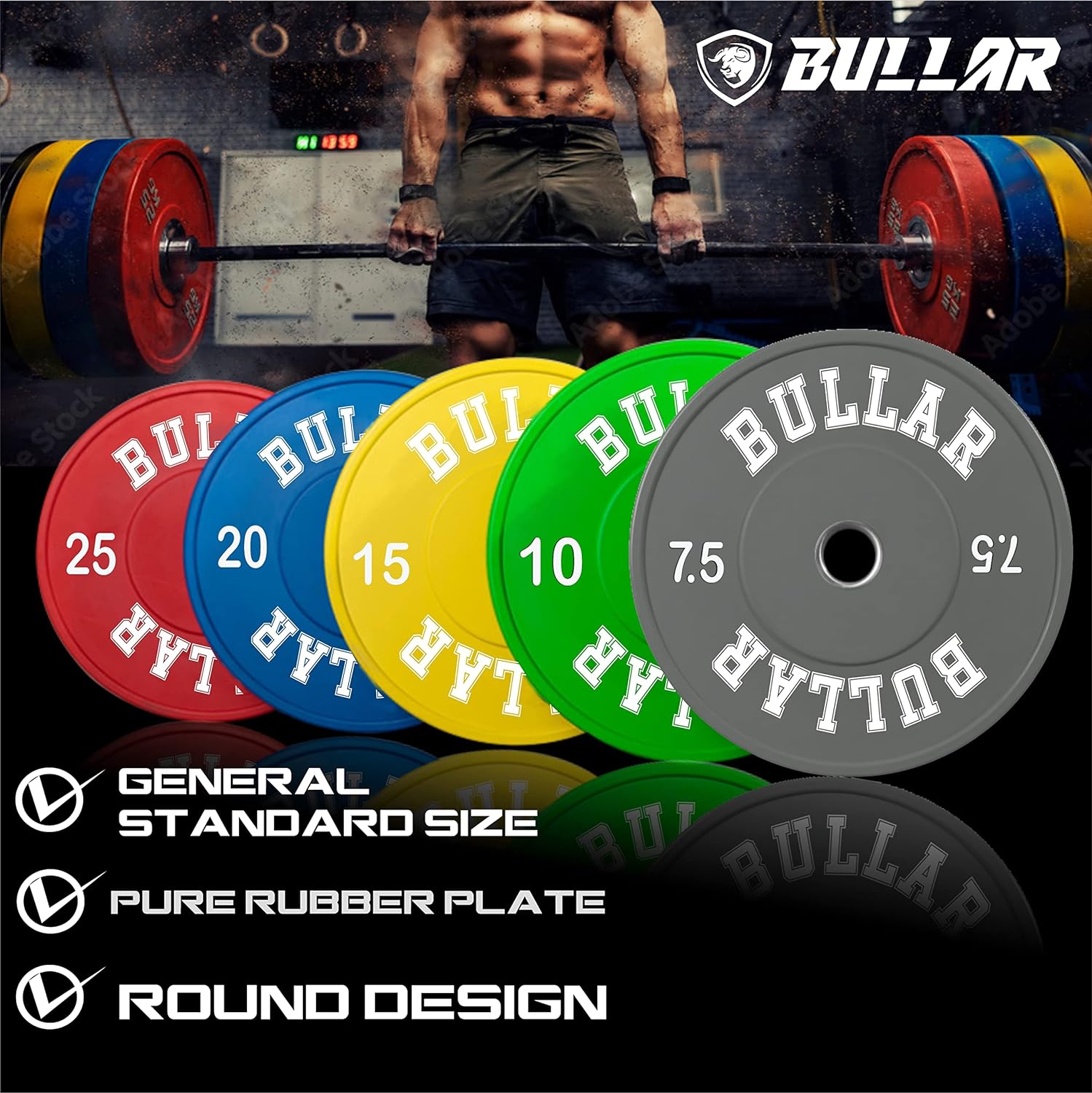 Bumper plates with olympic barbell 60 KG SET 15x2 10x2 5x2 KriyaFit