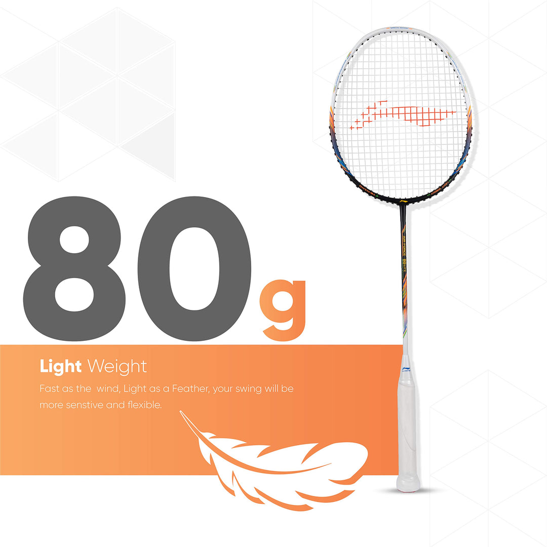 Air Force 80 Lite Carbon Fibre Strung Badminton Racket with Free Full Cover(Black/White |Pack of 1)