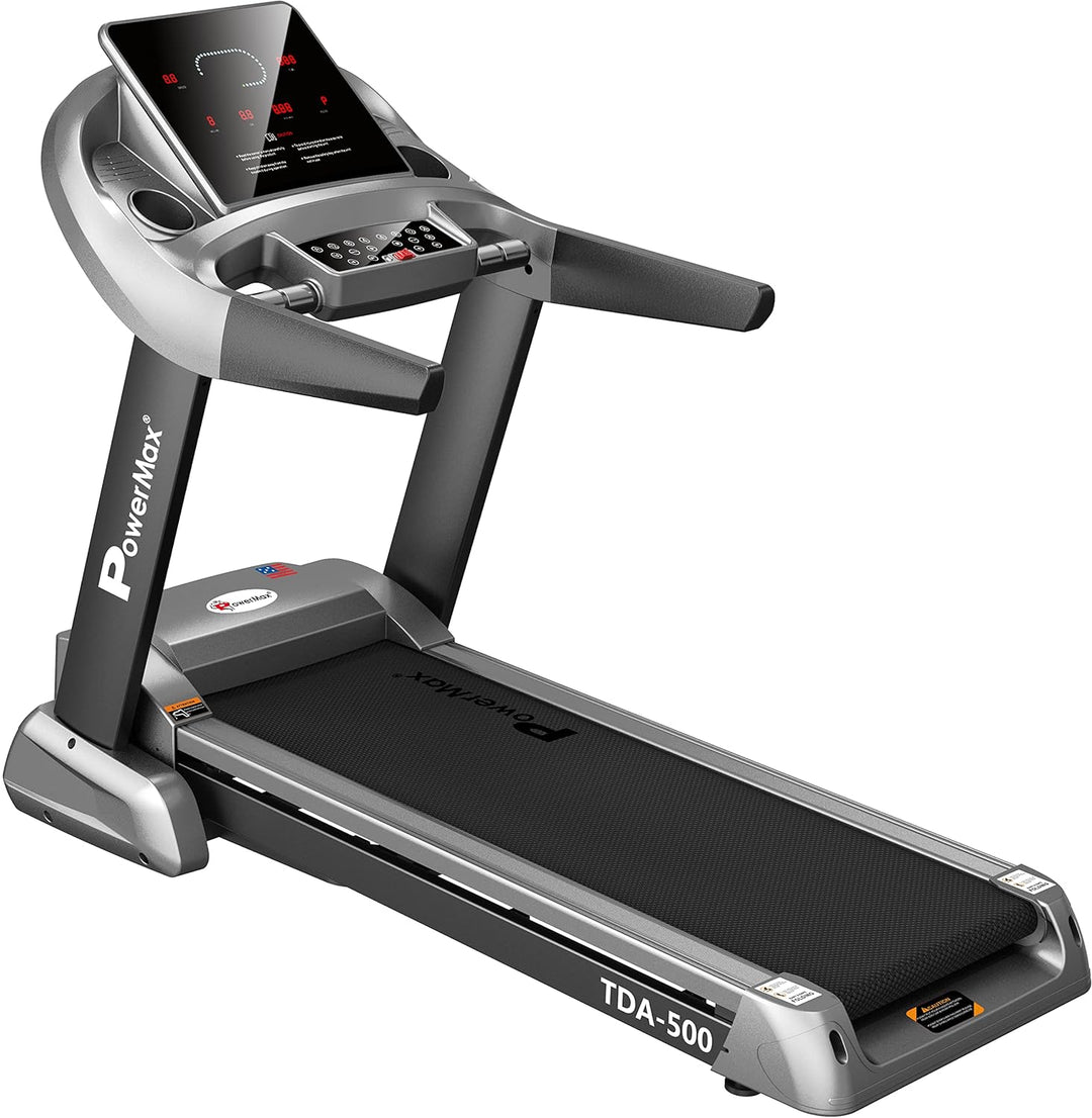 TDA-500 6HP Peak Motorized Treadmill Max User Weight 150kg Foldable with 15 Levels Auto Incline | 12 Preset Program | LCD Display & Semi-Auto Lubrication (Grey)