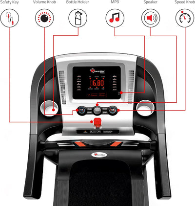 TDM-100M (4HP Peak) Multi-Function Treadmill For Home Use With Massager Max User Wt. 105Kg 6 Level Incline Top Speed:14.8 Km/Hr Spring Resistance (Free Installation Assistance)