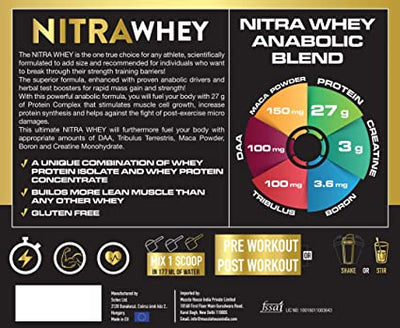 One Science Nutrition (OSN) Nitra Whey - DAA | Tribulus Terrestis | Maca powder and Boron & Creatine Monohydrate | 27g Protein | 3g Creatine | 5.2g Glutamine | 6.6g BCAA - 5 lbs - Chocolate Hazelnut