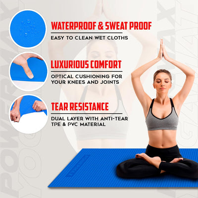 YE4-1.1-BL 4mm Thick Premium Exercise Yoga Mat for Gym Workout [Ultra-Dense Cushioning | Tear Resistance & Water Proof] Eco-Friendly Non-Slip Yoga Mat for Gym and Any General Fitness