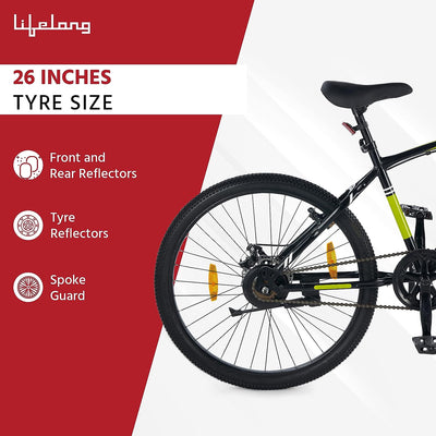 Spirit 26T with Disc Brake and Suspension Cycle | Ideal for : Adults (Above 13 Years) (Black) | Unisex Cycle| 85% Assembled (Easy self-Assembly)