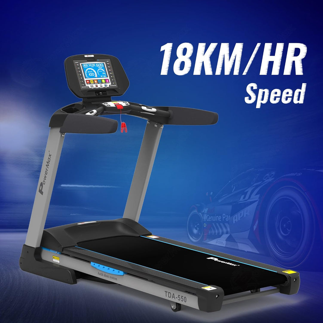 TDA-550 (6.0HP Peak) Motorized Treadmill with Bluetooth App for Android & iOS | Hi-Fi Speaker | Automatic Incline | Home Use & 400m Track UI