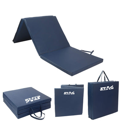 Multi-Purpose Foldable Fitne MAT 180 CM X 60 CM X 40 MM | Use as Tumbling mat | Gymnastics mat | Crash pad | Thick Foam | for Both Men and Women (Blue)